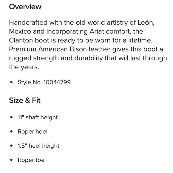 Ariat Bench Made Clanton Western Boot Black Mens Size 8.5 Fast Ship - Picture 11 of 13